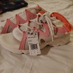 New Adidas Women White Pink & Orange Wave Lace Sport Sandals with Tags